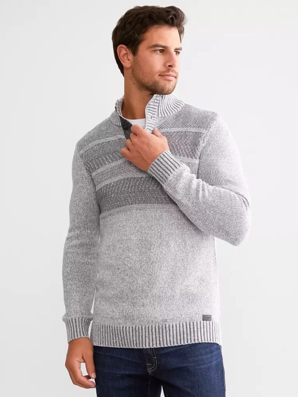 Outpost Makers by Buckle Mock Neck Hensley Ice Heather Pullover Sweater Size L